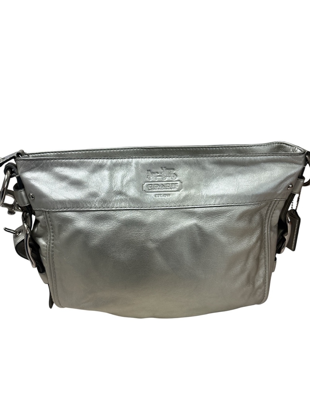 Y2K Coach Metallic Silver Leather Zoe Hobo Bag